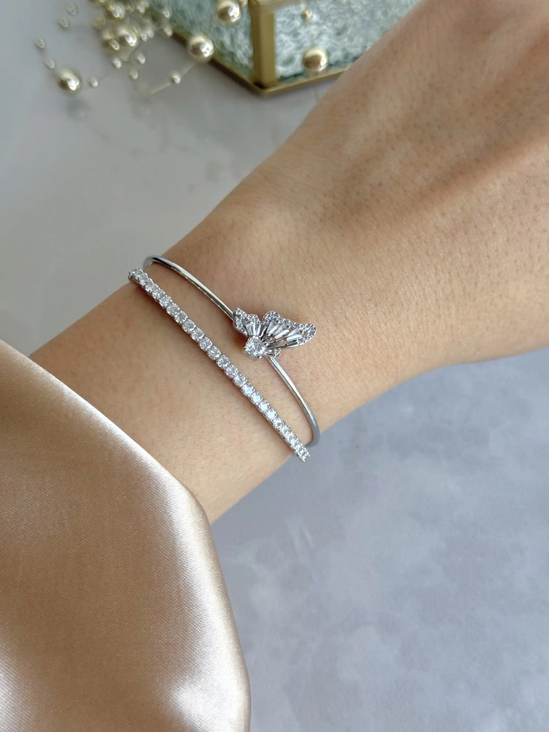Silver Butterfly Double Bracelet Bella Series