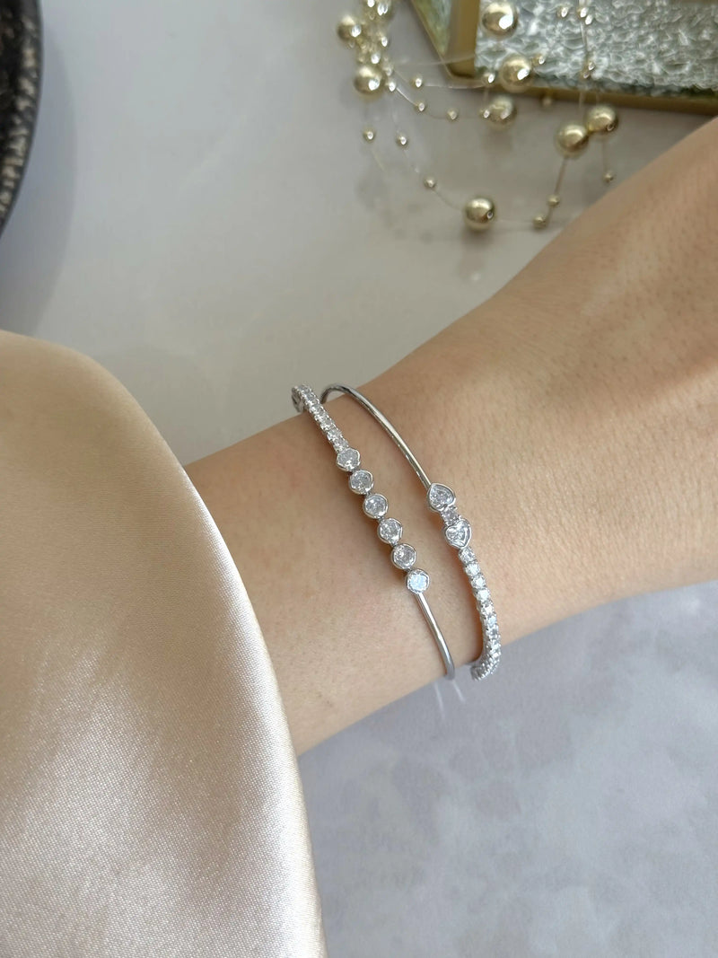 Silver Double Bracelet with Stones Bella Series