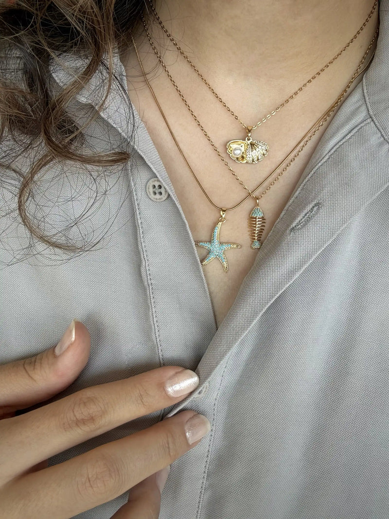 Blue Starfish Necklace