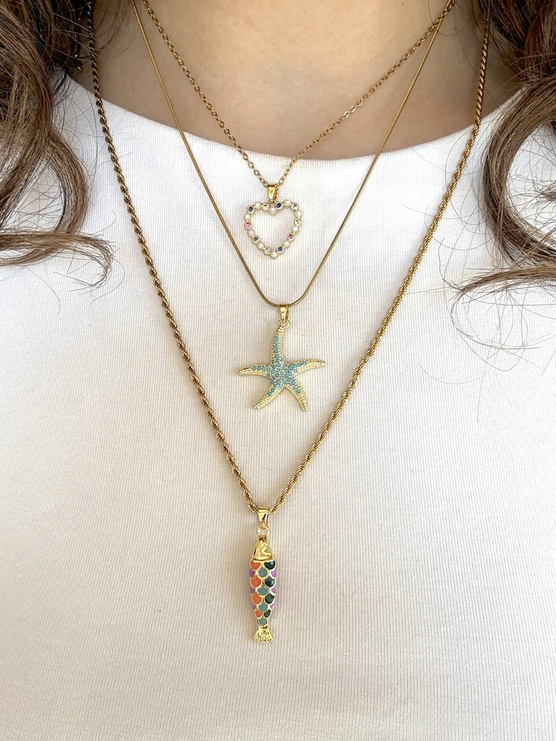 Blue Starfish Necklace
