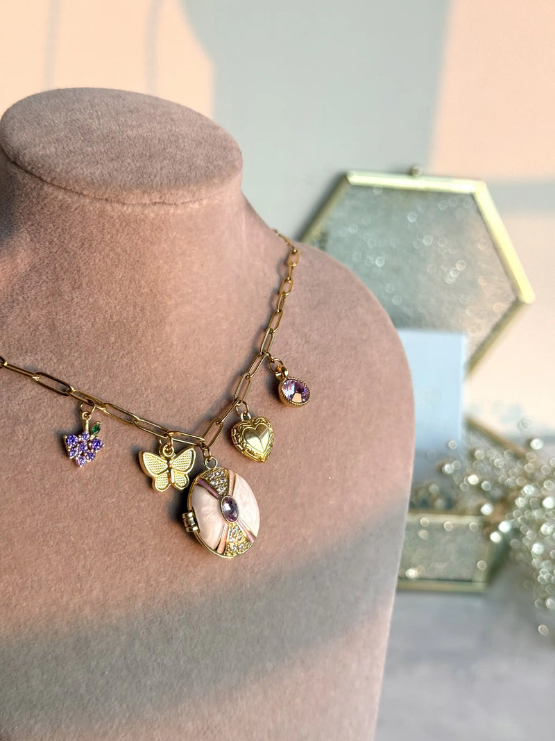 Lilac Charm Locket Necklace