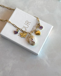 Lilac Charm Locket Necklace - thumbnail 3