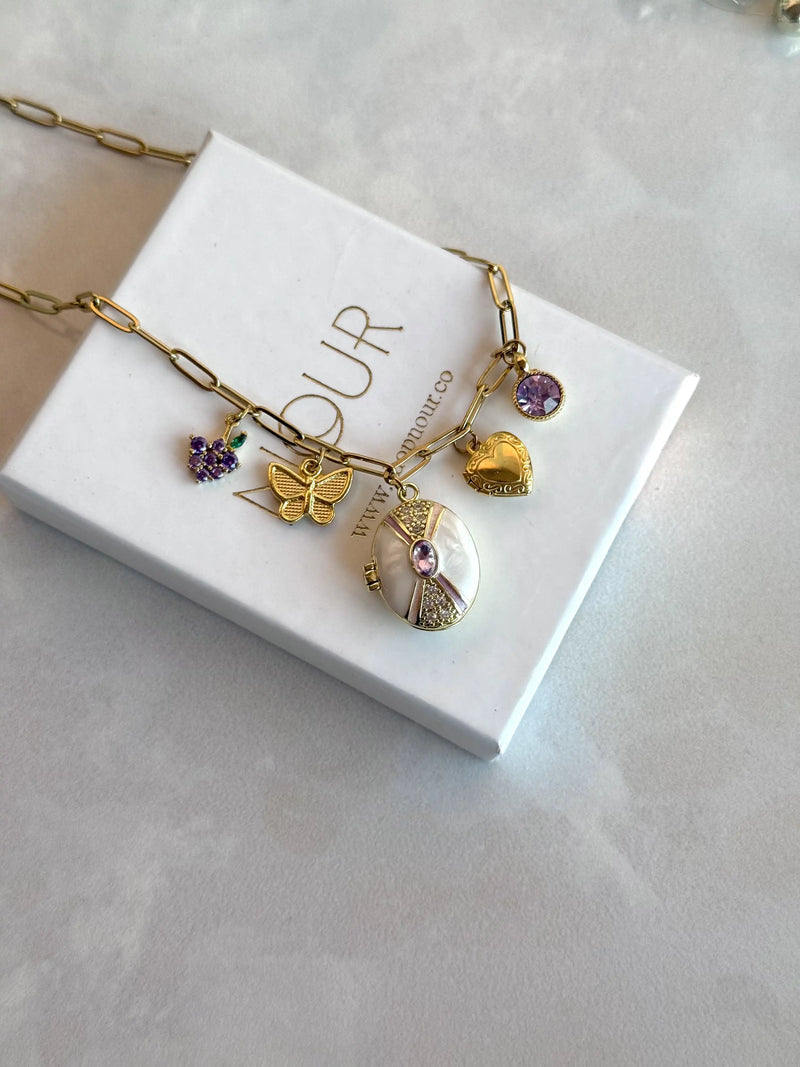 Lilac Charm Locket Necklace