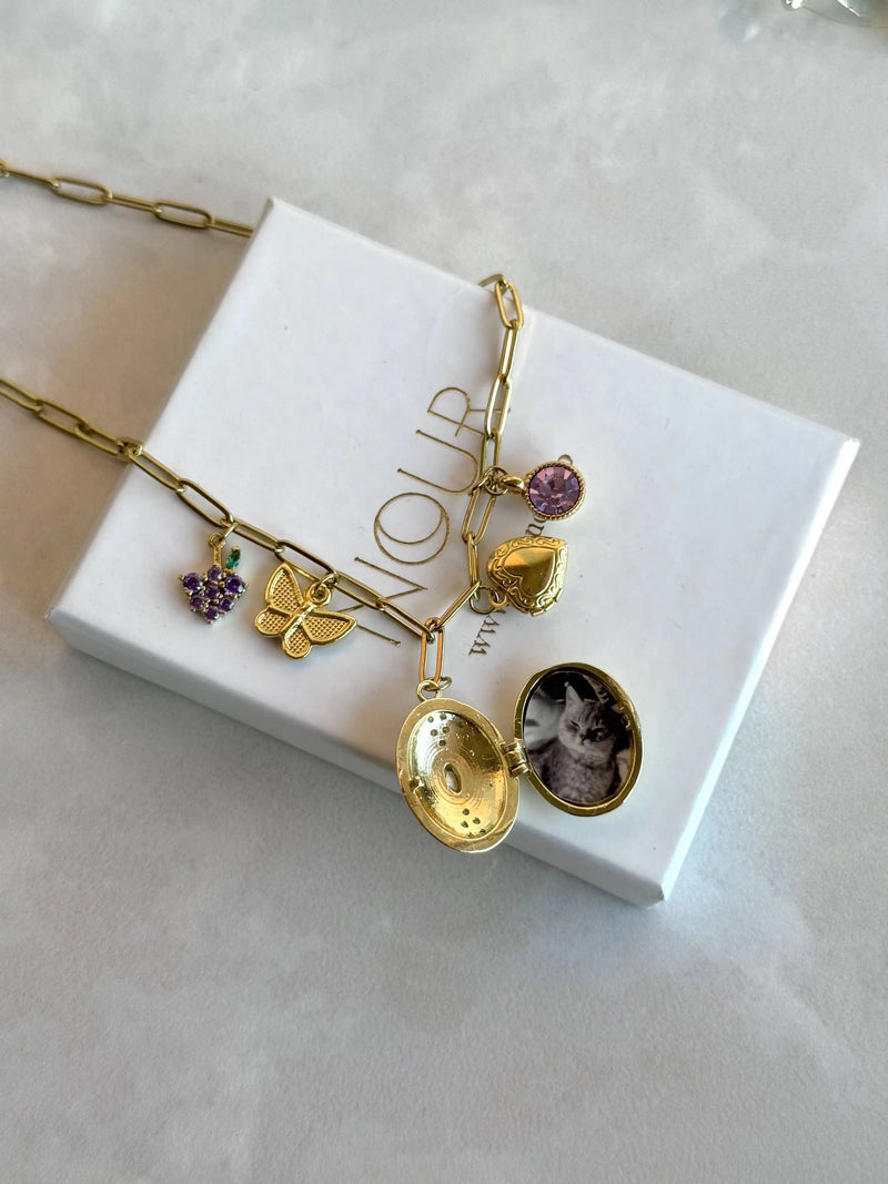 Lilac Charm Locket Necklace