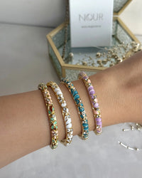 Stone-studded Enamel Cuff Bracelets - thumbnail 1