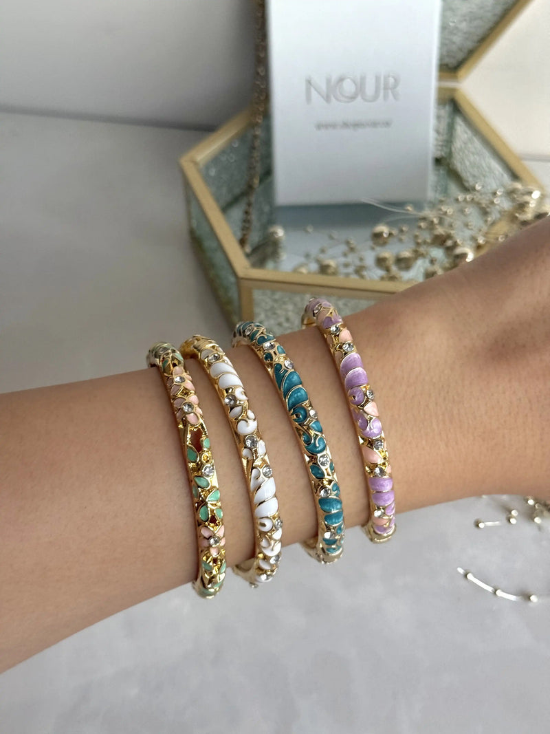 Stone-studded Enamel Cuff Bracelets