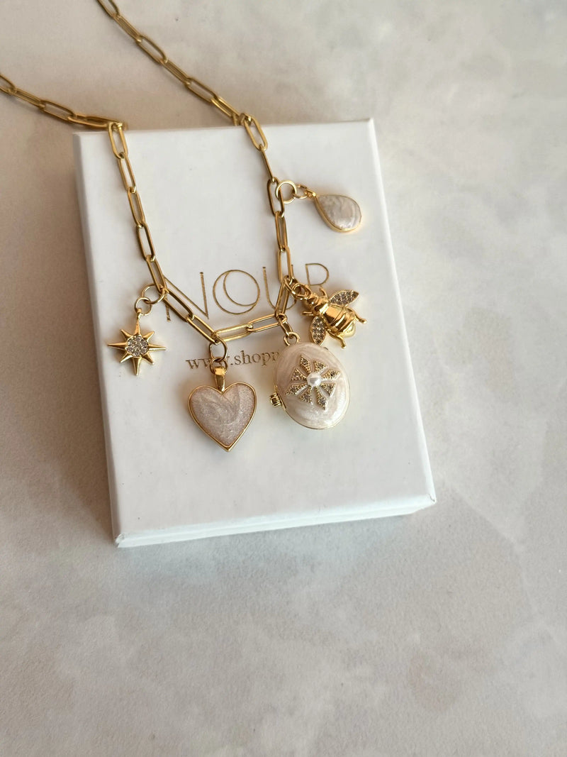White Star Charm Locket Necklace