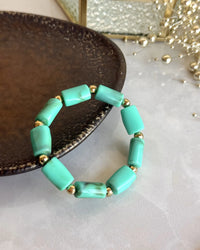 Turquoise Rectangular Bead Bracelet - thumbnail 1