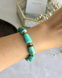 Turquoise Rectangular Bead Bracelet - thumbnail 2