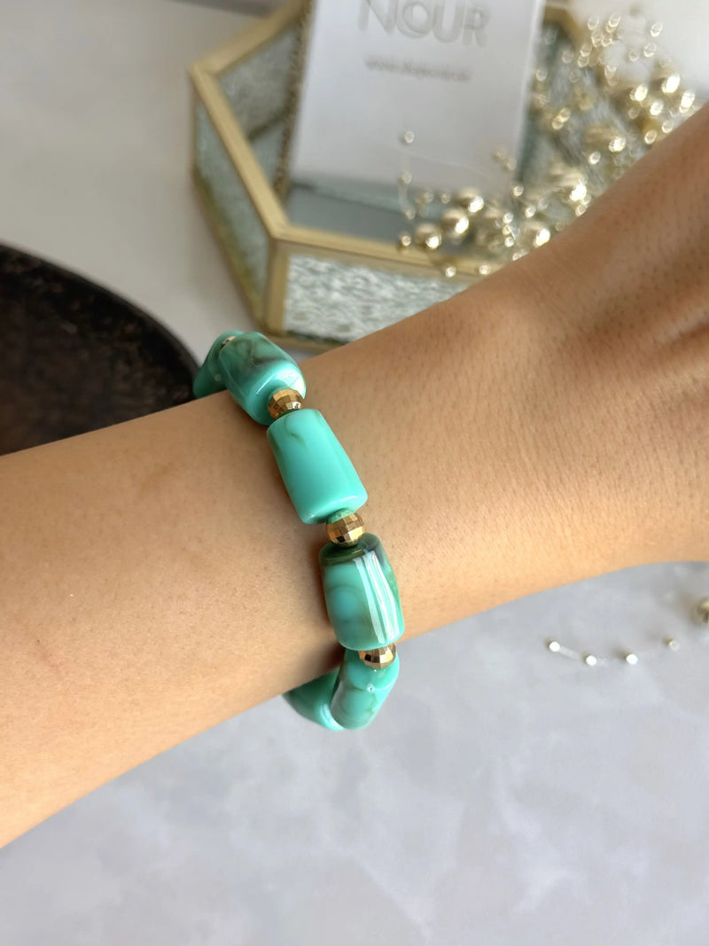 Turquoise Rectangular Bead Bracelet