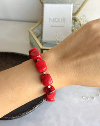 Red Cube Bead Bracelet - thumbnail 2