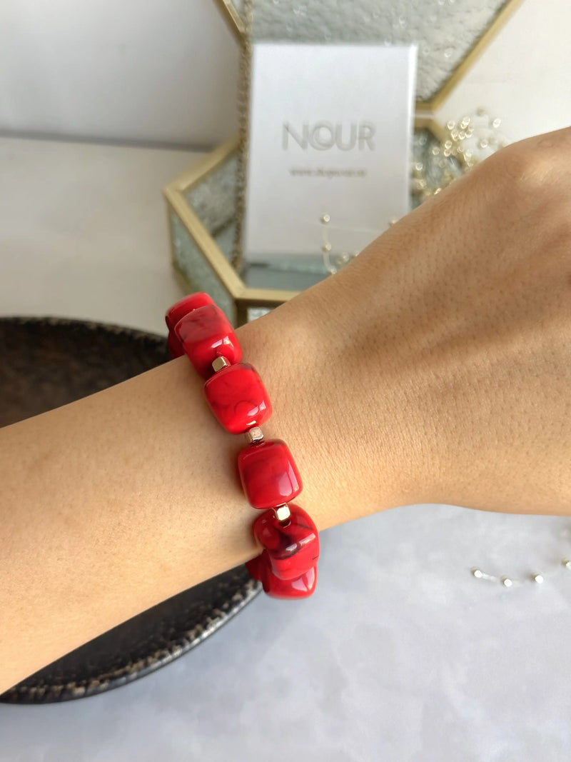 Red Cube Bead Bracelet