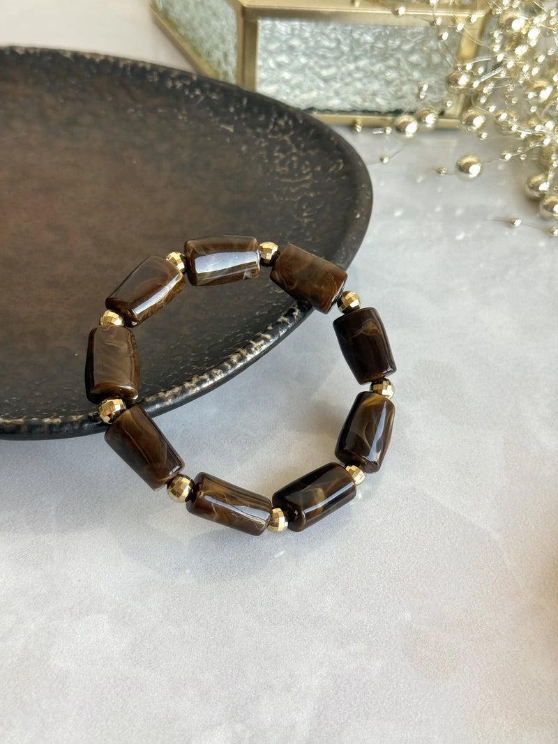 Coffee Four Bead Bracelet