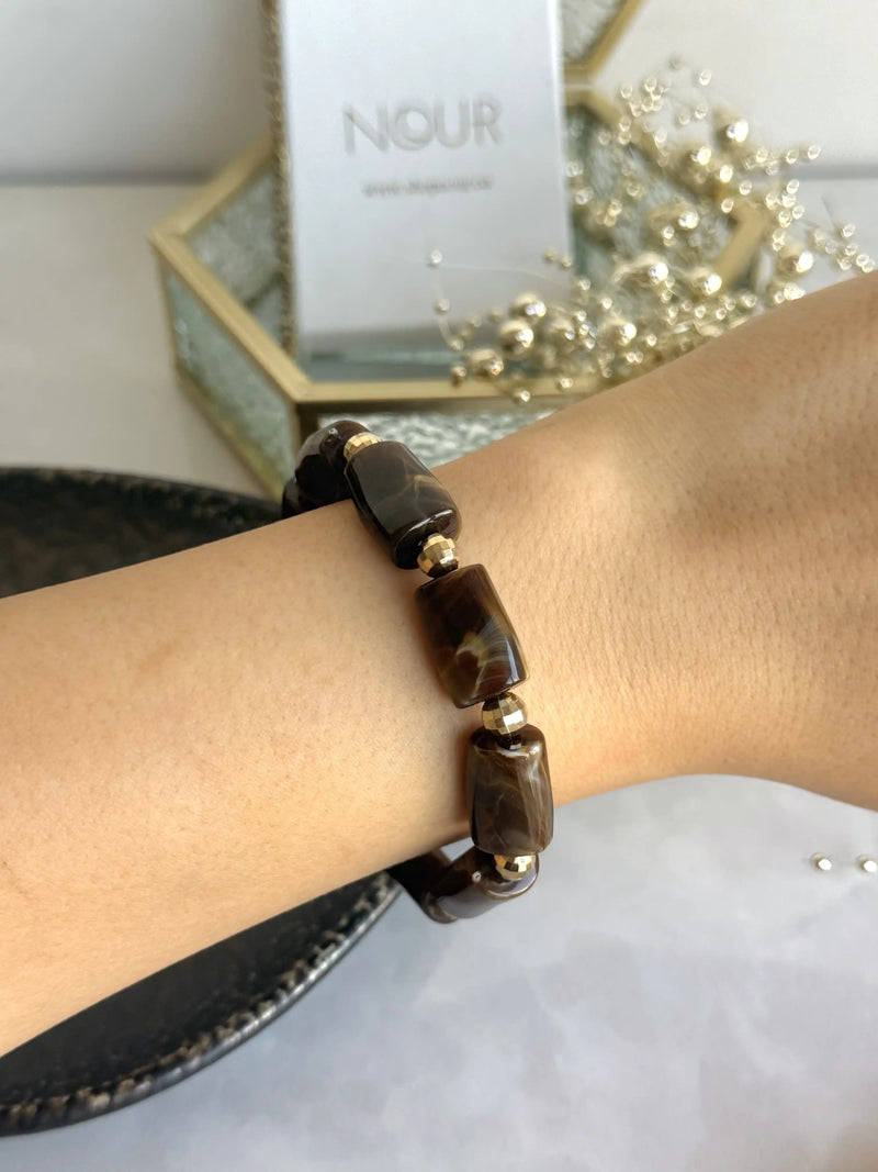 Coffee Four Bead Bracelet