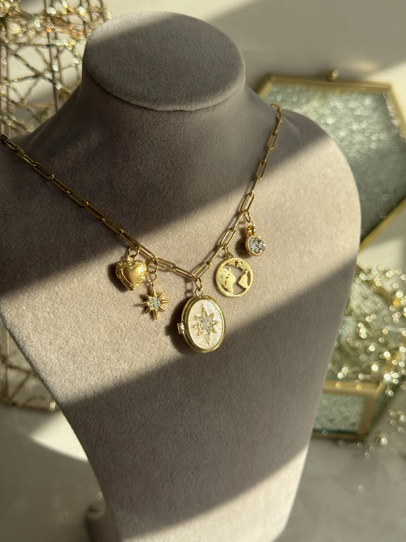 North Star Medallion Charm Necklace