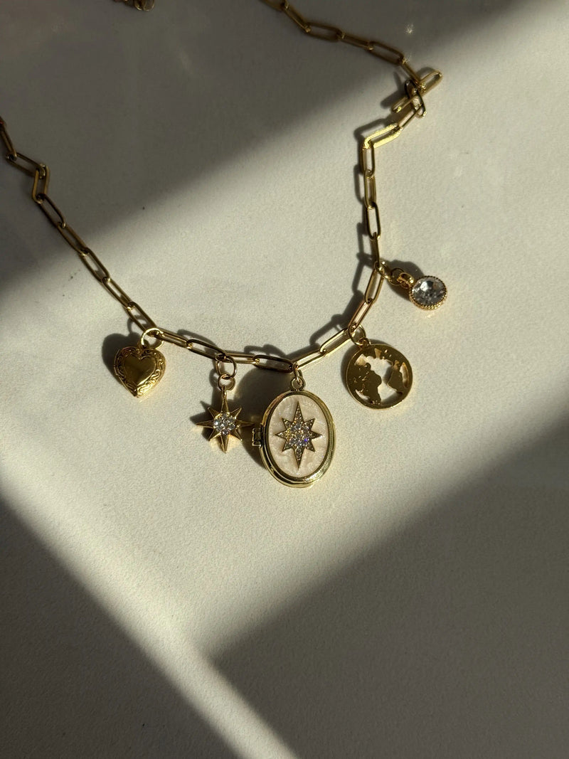 North Star Medallion Charm Necklace