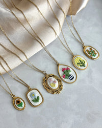 Pink Flower Cross Stitch Necklace - thumbnail 4