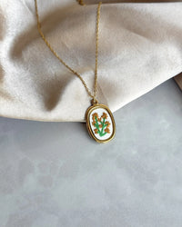 Chrysanthemum Cross Stitch Necklace - thumbnail 1