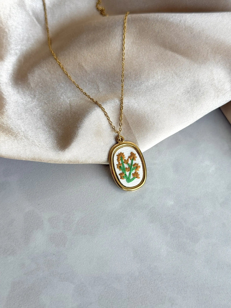 Chrysanthemum Cross Stitch Necklace