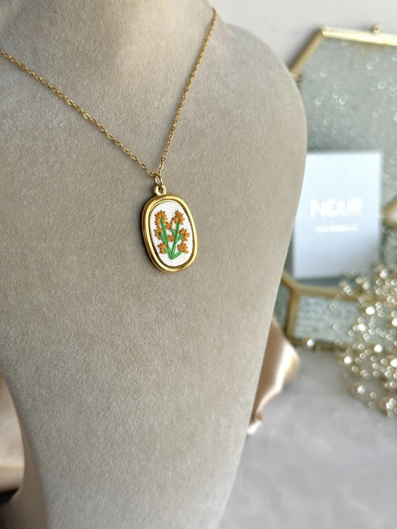 Chrysanthemum Cross Stitch Necklace
