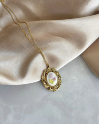 Pink Flower Cross Stitch Necklace - thumbnail 1