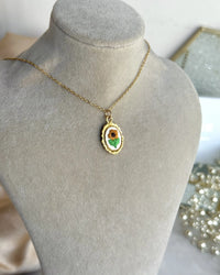 Tiny Sunflower Cross Stitch Necklace - thumbnail 2