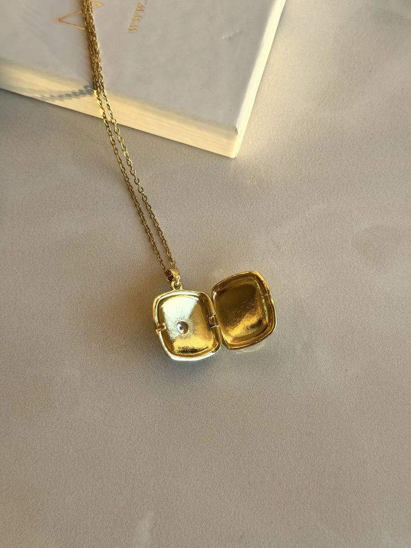 White Square Sun Locket