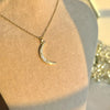 Large Crescent Moon Necklace with Stones