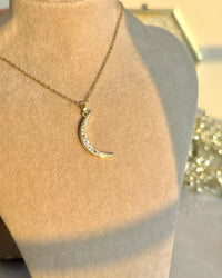 Large Crescent Moon Necklace with Stones - thumbnail 1