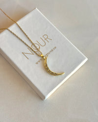 Large Crescent Moon Necklace with Stones - thumbnail 2