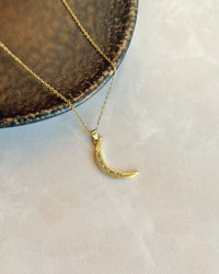 Large Crescent Moon Necklace with Stones - thumbnail 3