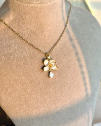 Stone-studded Lotus Necklace - thumbnail 2