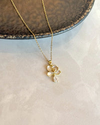 Stone-studded Lotus Necklace - thumbnail 3