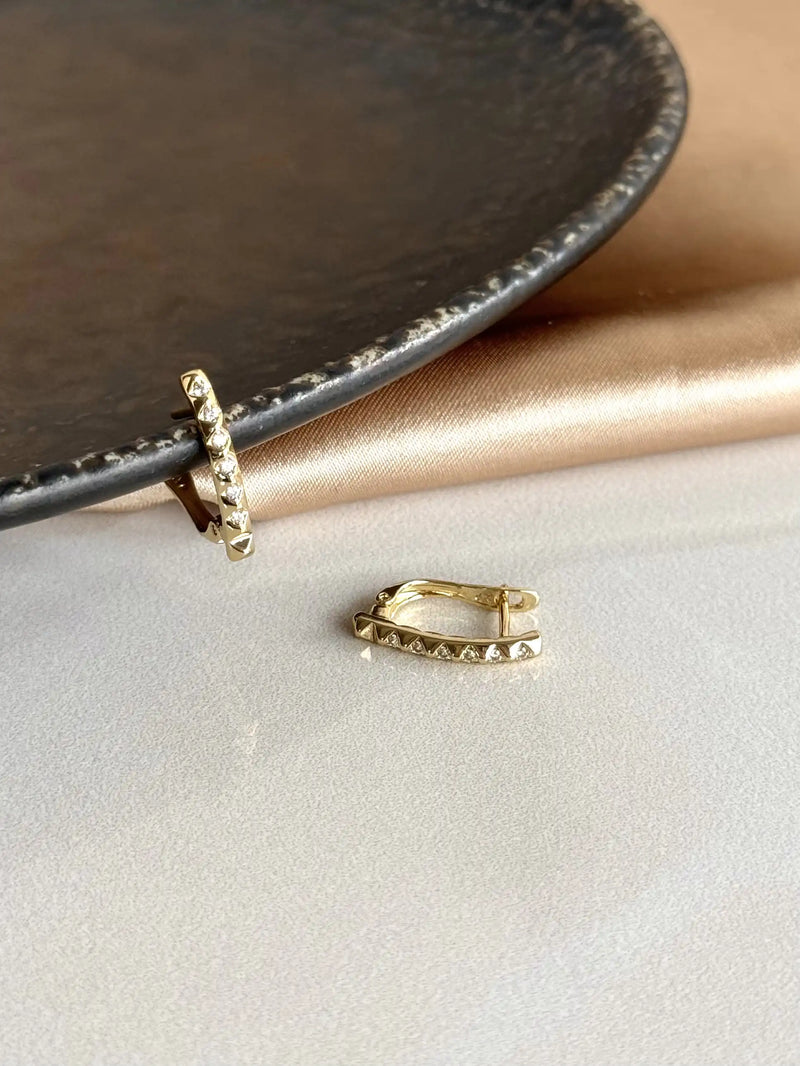 Triangle Stone Earrings 14K Series