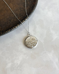 Steel Silver-Tone Floral Round Locket - thumbnail 1