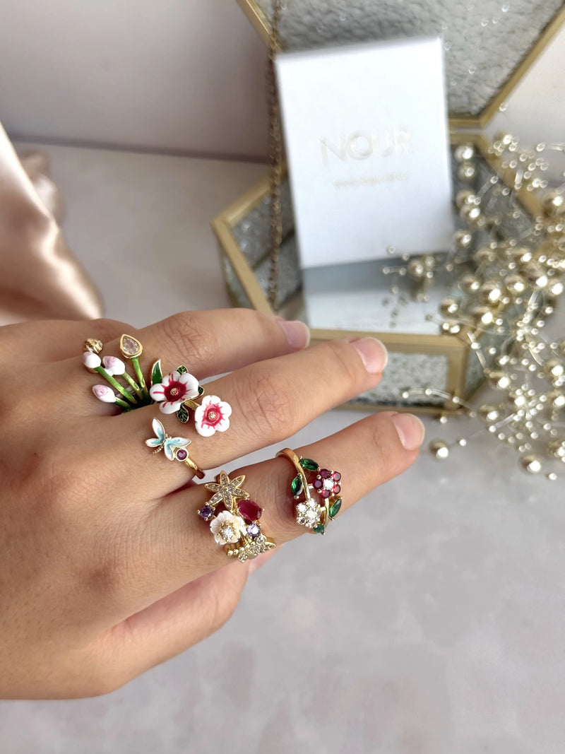 Violet Flower Ring - Bella Collection