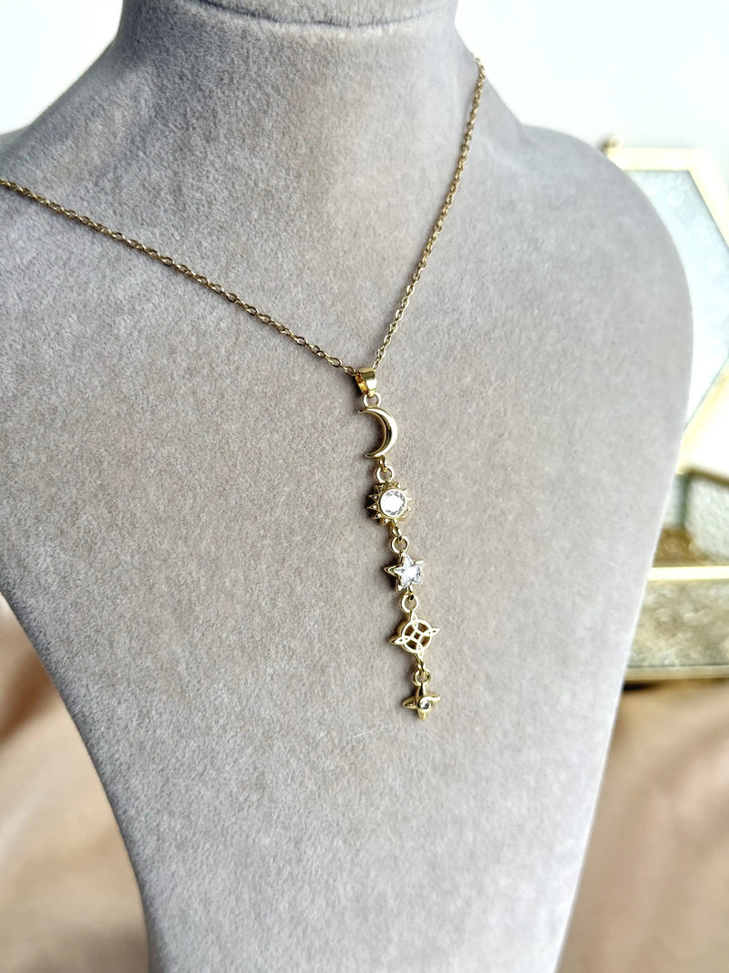 Crescent Sun Y Necklace