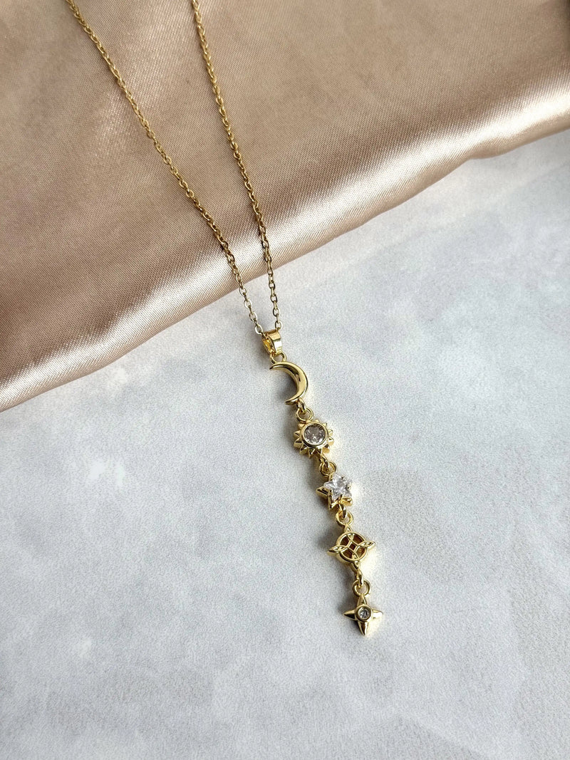 Crescent Sun Y Necklace