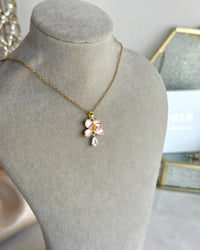 Pink Stone Lotus Necklace - thumbnail 3