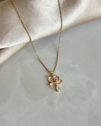 Pink Stone Lotus Necklace - thumbnail 2