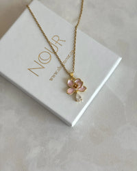 Pink Stone Lotus Necklace - thumbnail 1