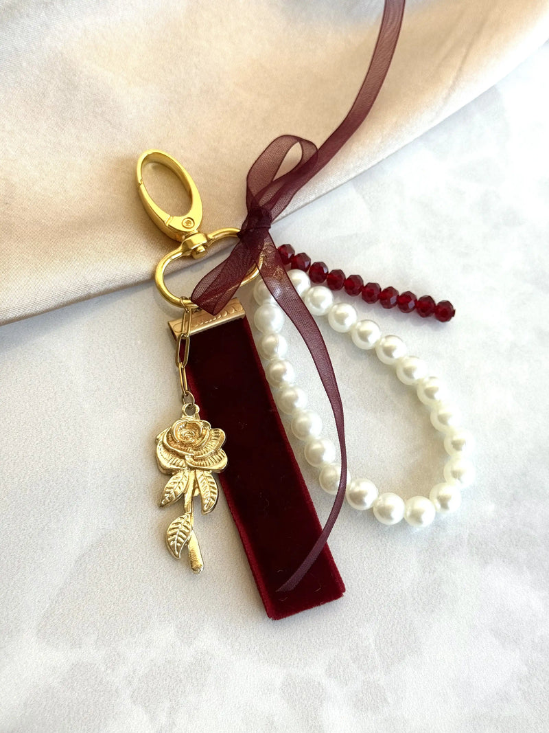 Rose Bag Charm, 4 Color Options