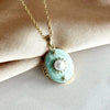 Aqua Green Pearl Medallion Necklace