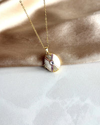 Lilac Stone Medallion Necklace - thumbnail 1
