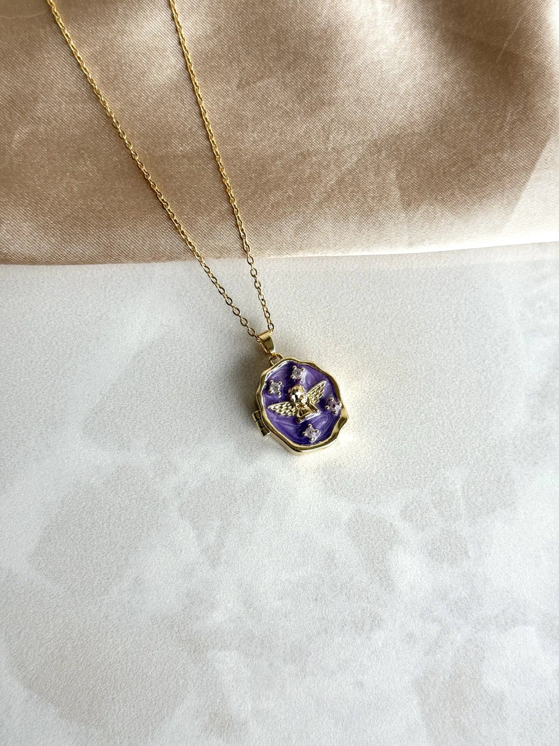 Purple Angel Locket Necklace