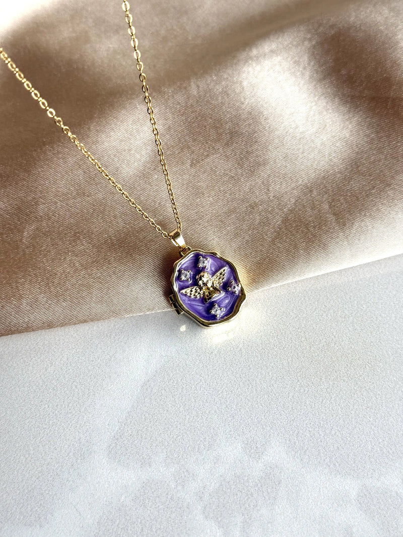 Purple Angel Locket Necklace