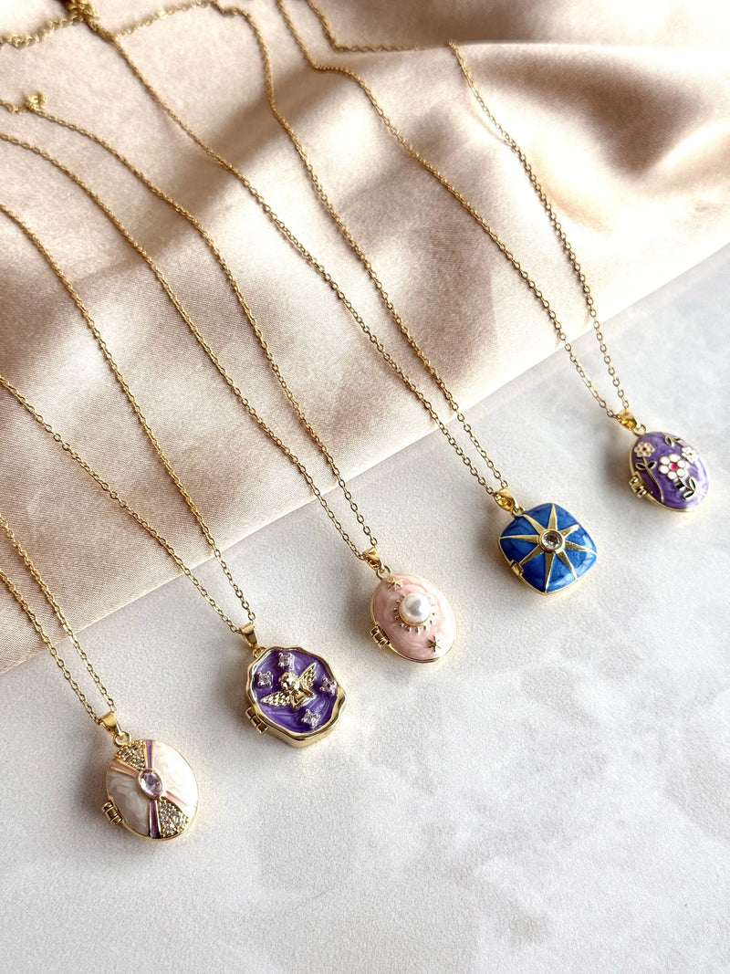 Purple Angel Locket Necklace