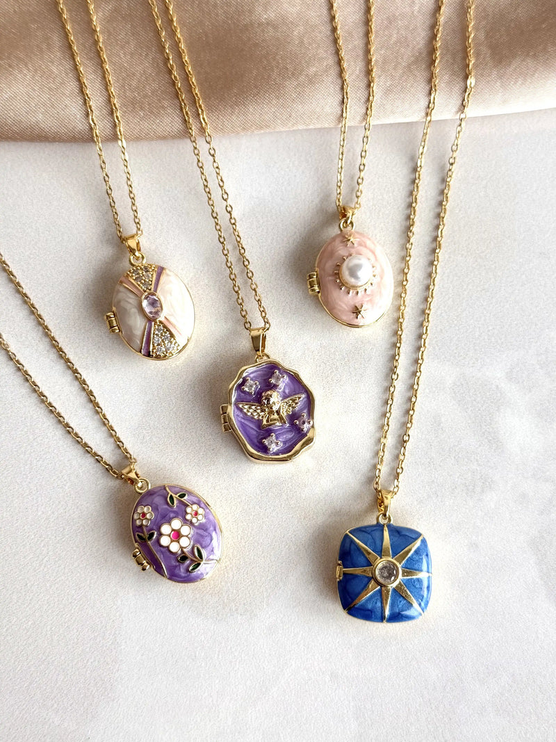 Pink Pearl Sun Medallion Necklace