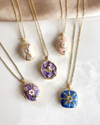 Lilac Stone Medallion Necklace - thumbnail 3