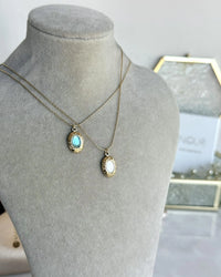 Steel Oval Stone Necklace - thumbnail 3